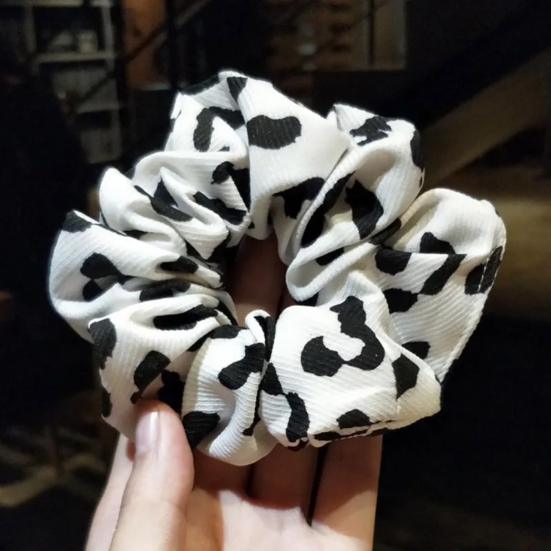 

Women Leopard Print Ponytail Holder Polka White/Black Garland Elastic Hair Bands Outfit Accessories Scrunchie Rubber Hair Rope