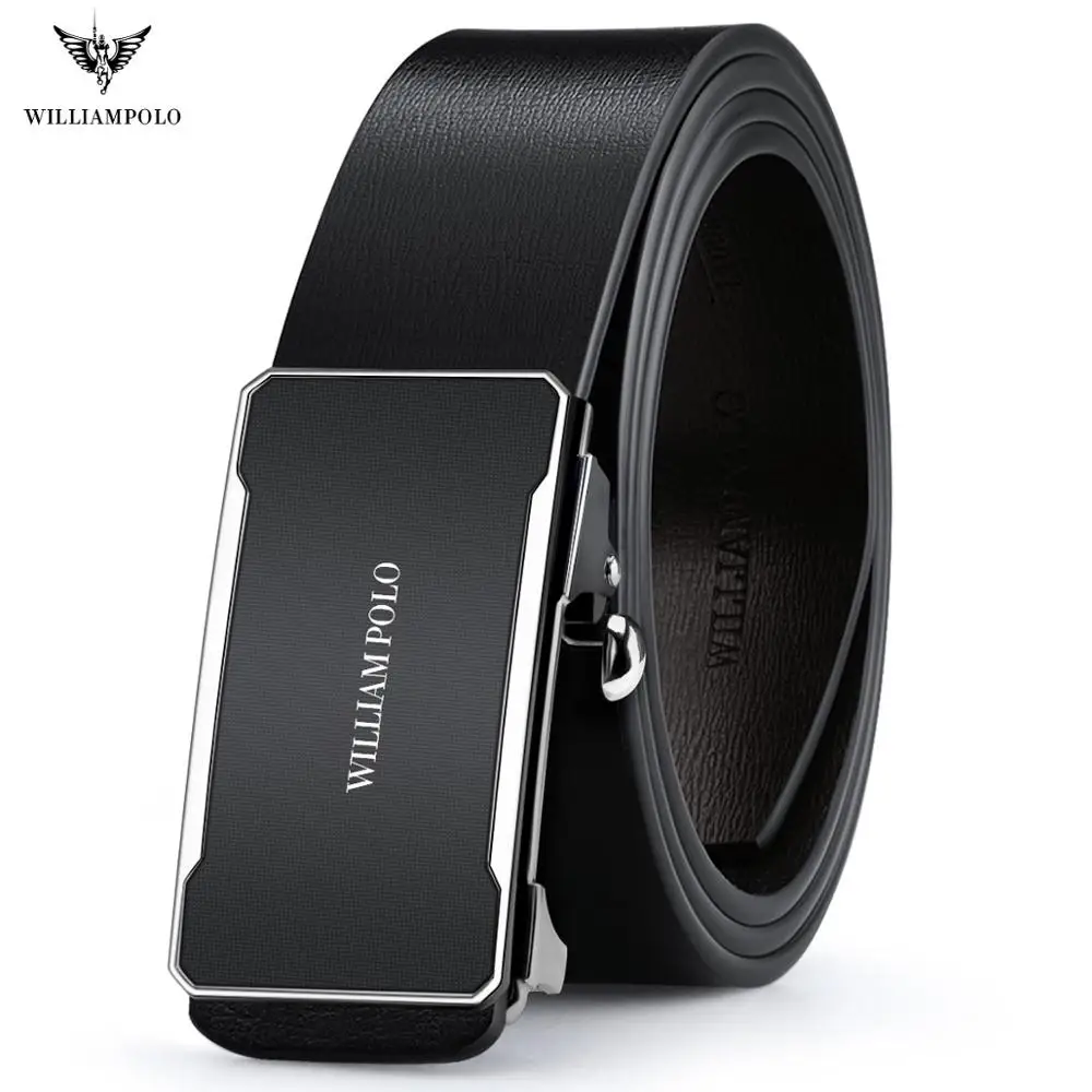WILLIAMPOLO Fashion Brand Automatic Buckle  cow Genuine 2019 new Design Leather Belt Mens Belt High Quality luxury men belt Gift