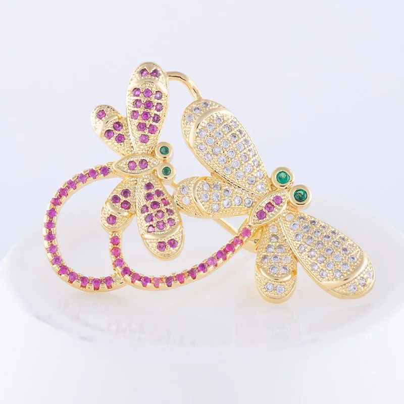 Горячие модные ювелирные изделия Bijoux циркон брошь в виде стрекозы для изготовления ювелирных украшений Медная брошь с животными брошь на шарф и свитер
