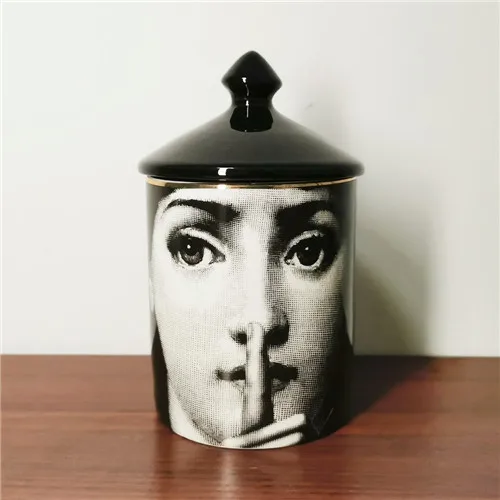 Классический подсвечник Fornasetti с черной крышкой керамический контейнер для хранения художественный подсвечник ретро корзины ручной работы для хранения баночек домашний декор - Цвет: 6