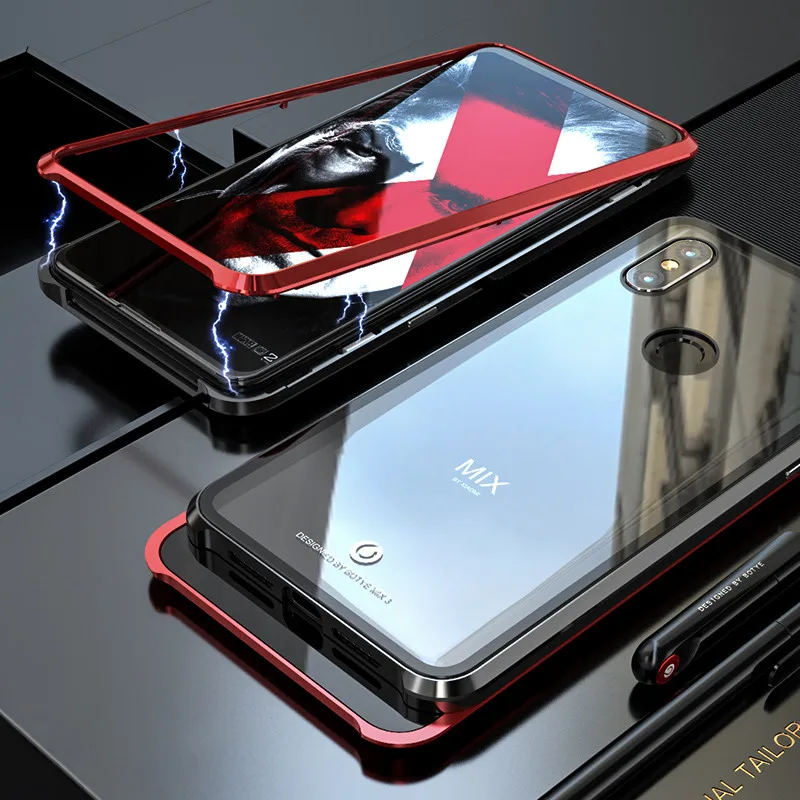 Металлический бампер с магнитным украшением, стеклянный чехол для coque Xiaomi mi x 3, чехол, противоударный жесткий чехол для задней панели для Xiaomi mi x 3 5G, чехол