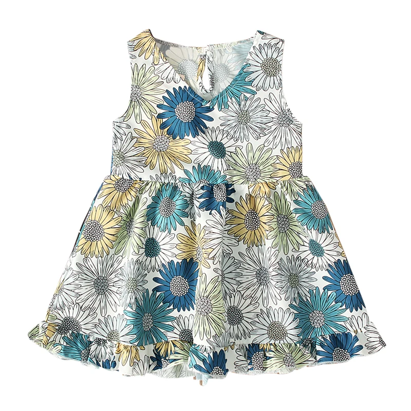 Новинка 2019 Цветочное платье в стиле бохо для маленьких принцесс Детский сарафан