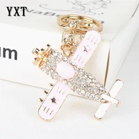 pink helicopter fighter plane stars crystal rhinestone charm pendant purse bag car key ring chain creative wedding party gift