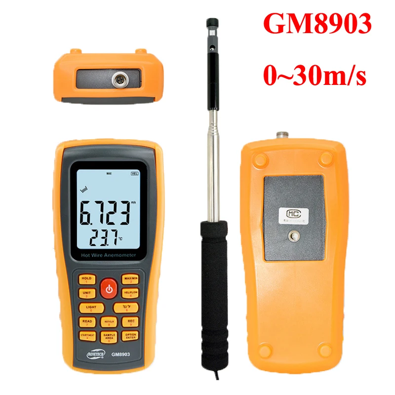 

Проводной Анемометр GM8903, измеритель температуры и скорости ветра, USB-интерфейс, измерительный прибор