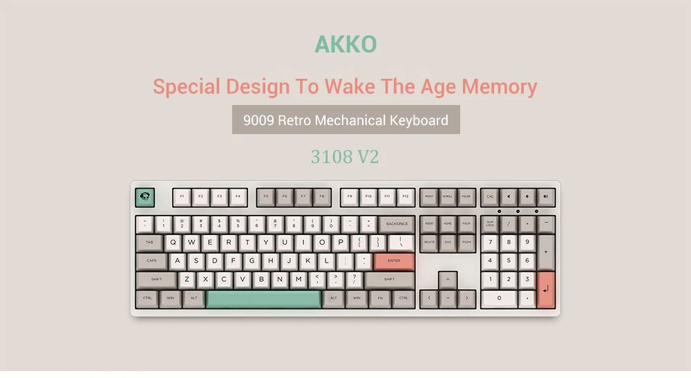 AKKO 3108 V2-9009 ретро Механическая клавиатура 108 клавиш USB проводной тип-c компьютер геймер полный анти-ореолы ключи Вишневый переключатель