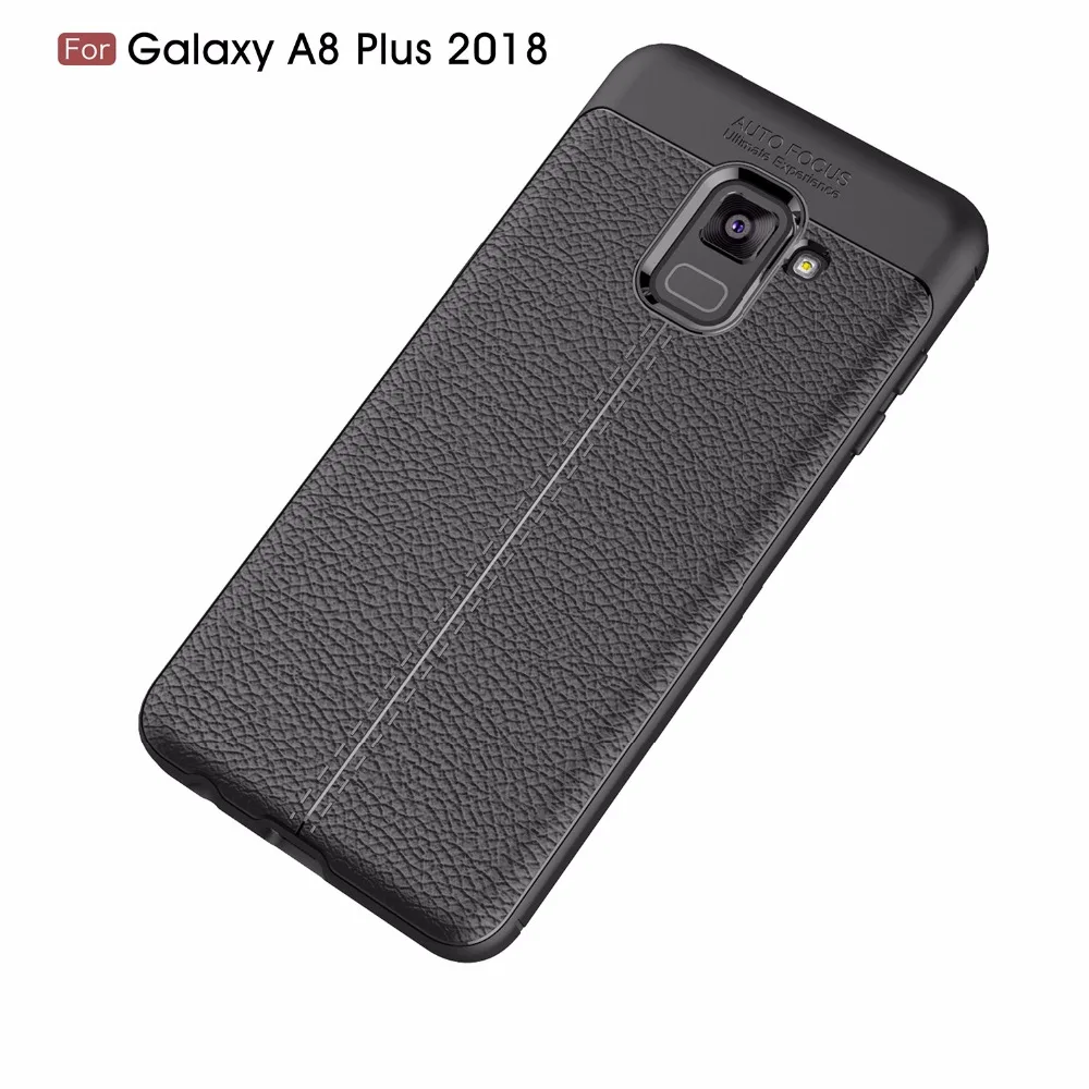 Rjust мягкий чехол для samsung galaxy A8 плюс 2018 Ultra Slim личи кремния кожи антидетонационных