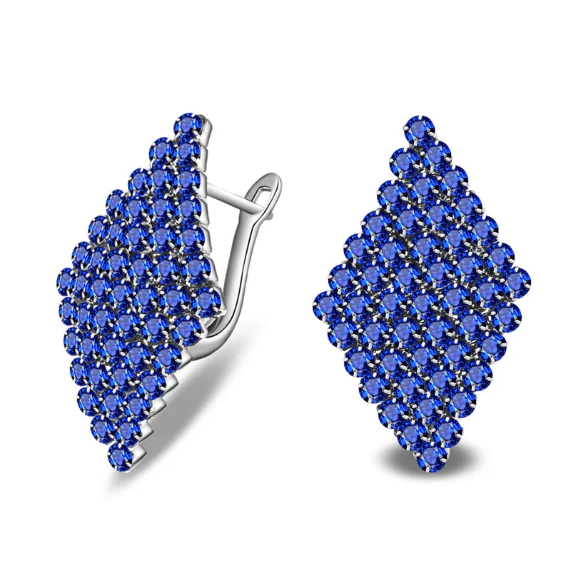 Женские серьги гвоздики с ромбовидным синим кристаллом|crystal stud earrings|fashion earringsstud