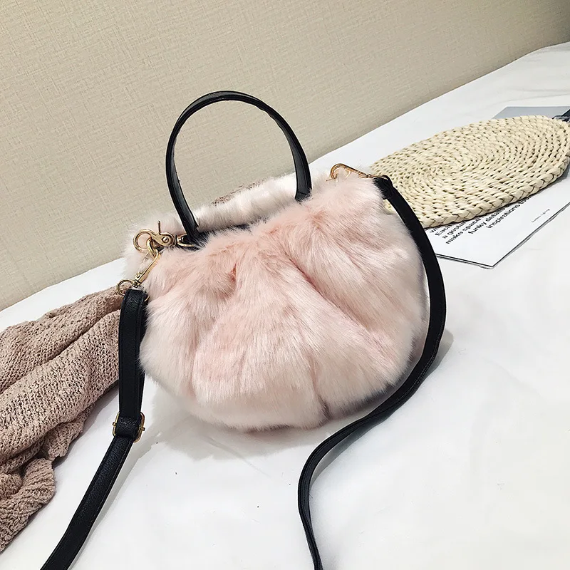 pink Новинка, меховые сумки через плечо для женщин, роскошные сумки, дизайнерские, известный бренд, Bolsa Feminina, сумка на плечо, женская сумка, основная,, кошельки - Цвет: pink