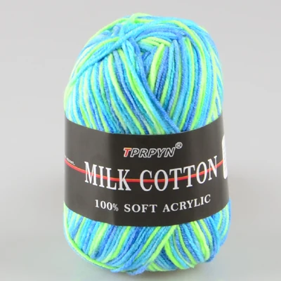 23 yellow blue green TPRPYN 10 шт = 500 г красочное 3-слойное сегментное окрашенное молочное хлопчатобумажное одеяло для куклы ручной работы пряжа для вязания крючком BR23123 - Цвет: 23 yellow blue green