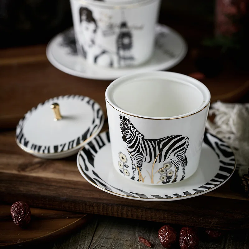 Germany guci Bird's Nest Stewing Cup Ceramic Steaming with Cover and Soup Two Ears Wings | Дом и сад