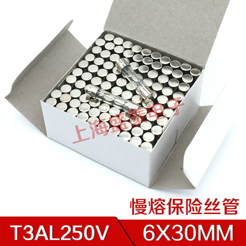 

T3AL250V Slow Melt Fuse Tube 6X30MM T3A250V Insurance Tube T3A 250V 1 Box 100 PCS