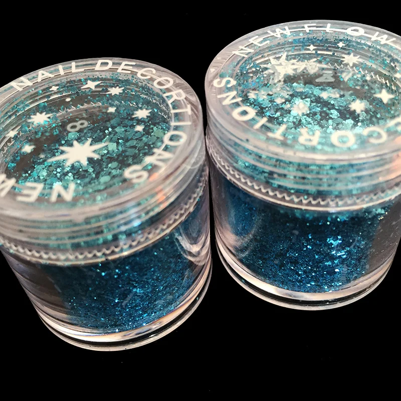 Смешанный размер дизайн ногтей одноцветные шестиугольные блестки искусственная