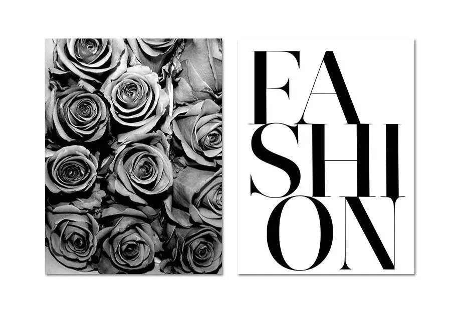 Модный скандинавский простой черный розовый холст постер с ландшафтом стена в