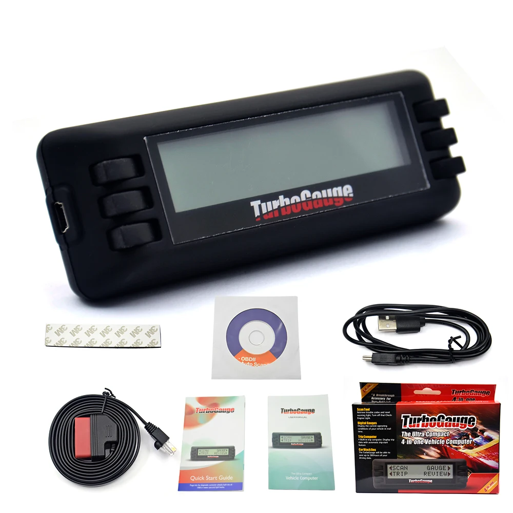 Новейшая модель Turbogauge 4 в 1 автомобиля компьютер OBDII/EOBD (система бортовой