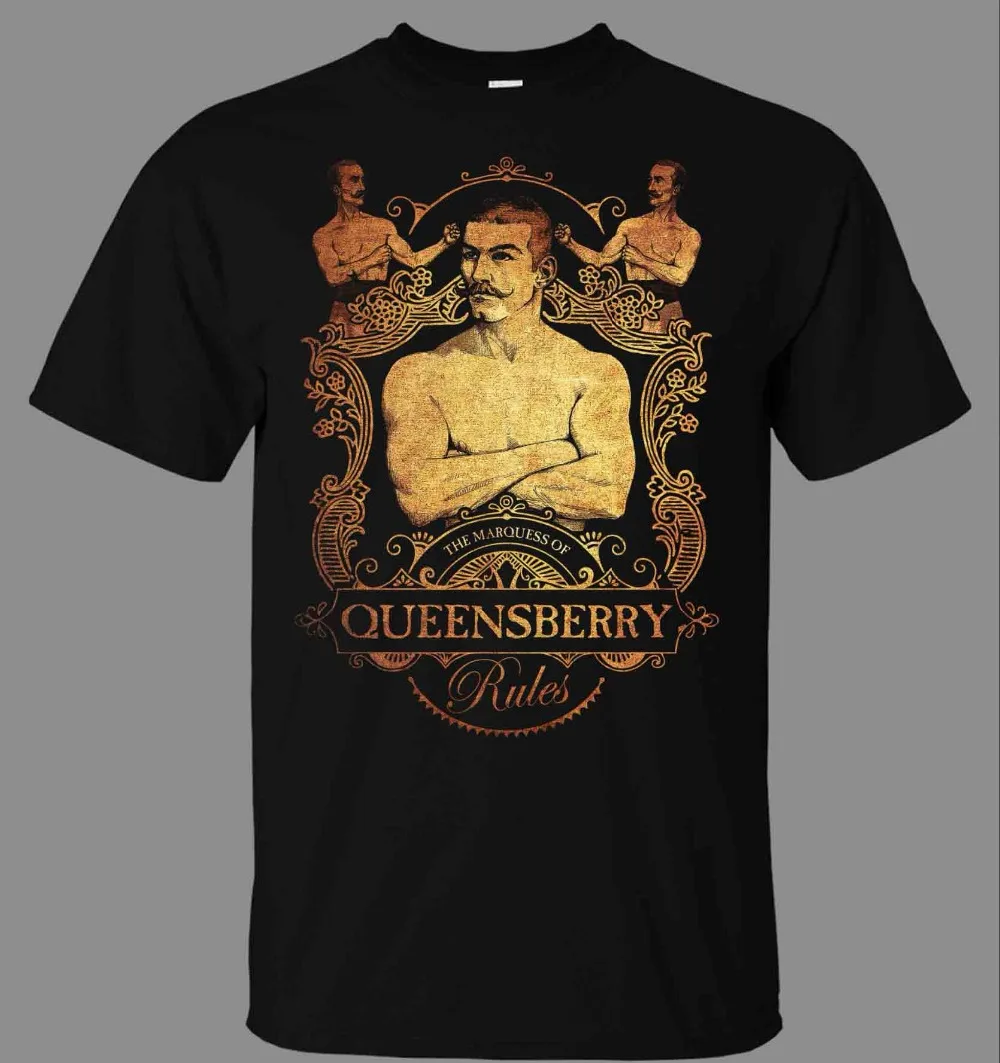 Футболка Queensberry Rules Boxer-черная модная повседневная футболка с коротким рукавом из