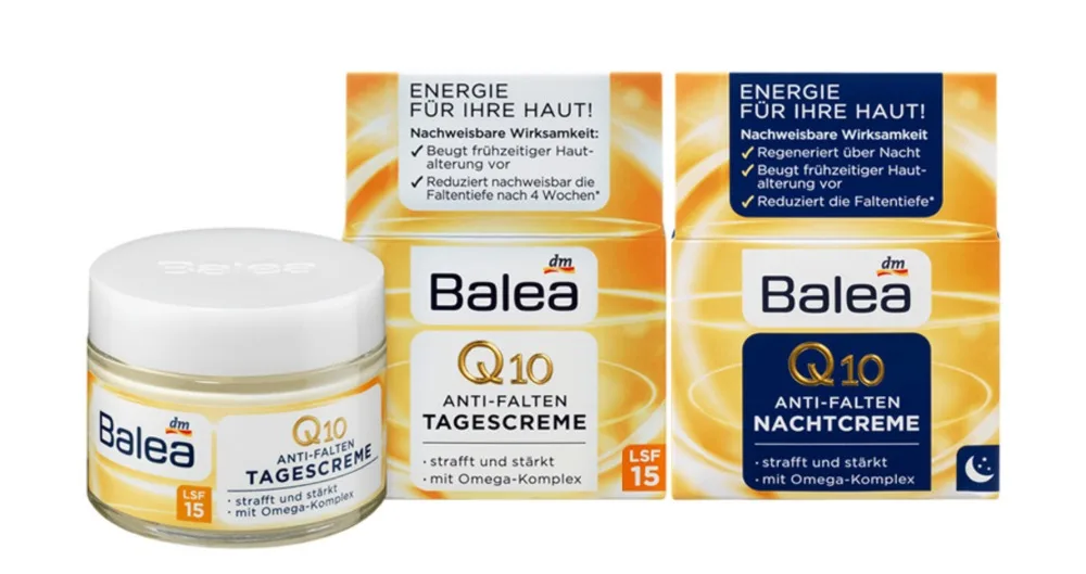 

Germany Balea Q10 Anti-wrinkle Day Cream+Night Cream VitaminE Cream Reduce wrinkles fine lines SkinCare regeneration cream Vegan