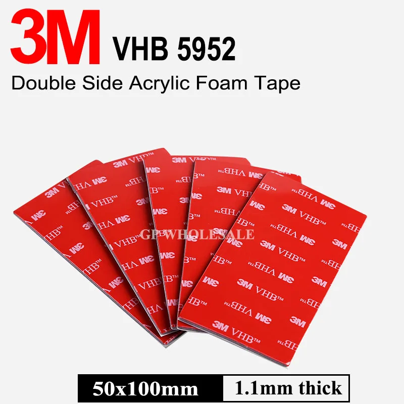 100mmx50mm Black 3M VHB 5952 Heavy Duty Double Sided Adhesive Acrylic Foam Tape Free Shipping | Канцтовары для офиса и дома