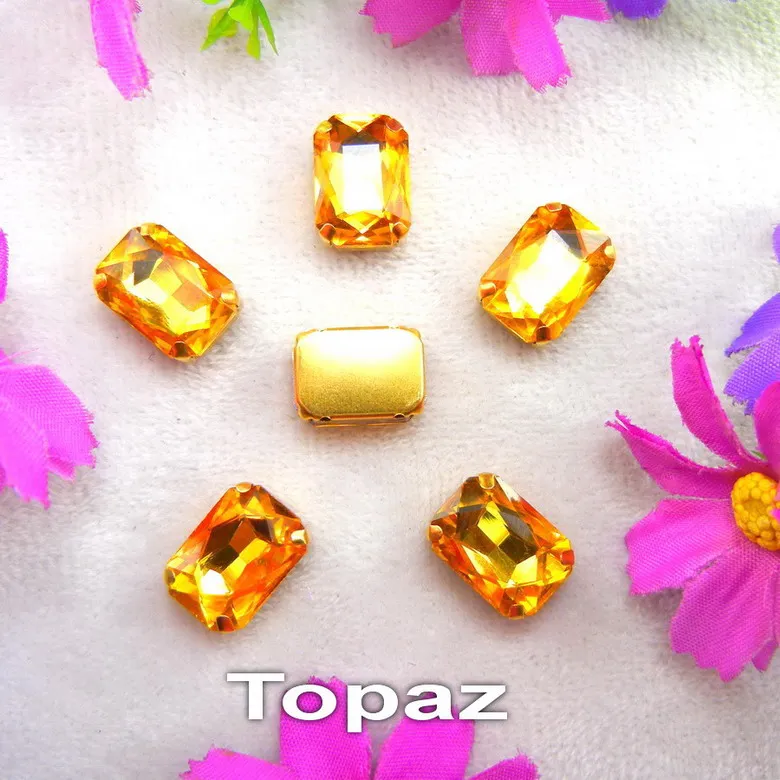 A19 Topaz Стекло Кристалл золото коготь настройки 7 размеров различные цвета прямоугольной формы Пришивные Кристаллы Стразы Бисер для одежды ремесленные diy - Цвет: A19 Topaz