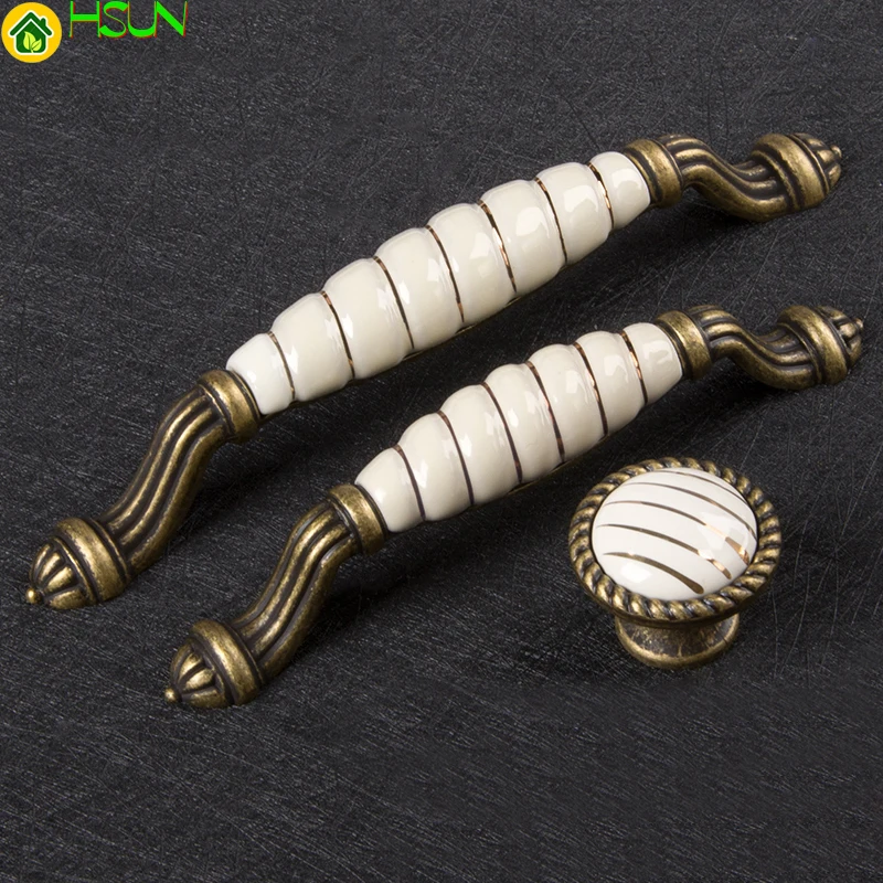 

White Door Handles Country Style Ceramic Drawer Pulls Knob Kitchen Cabinet Handles and Knobs Furniture Handles