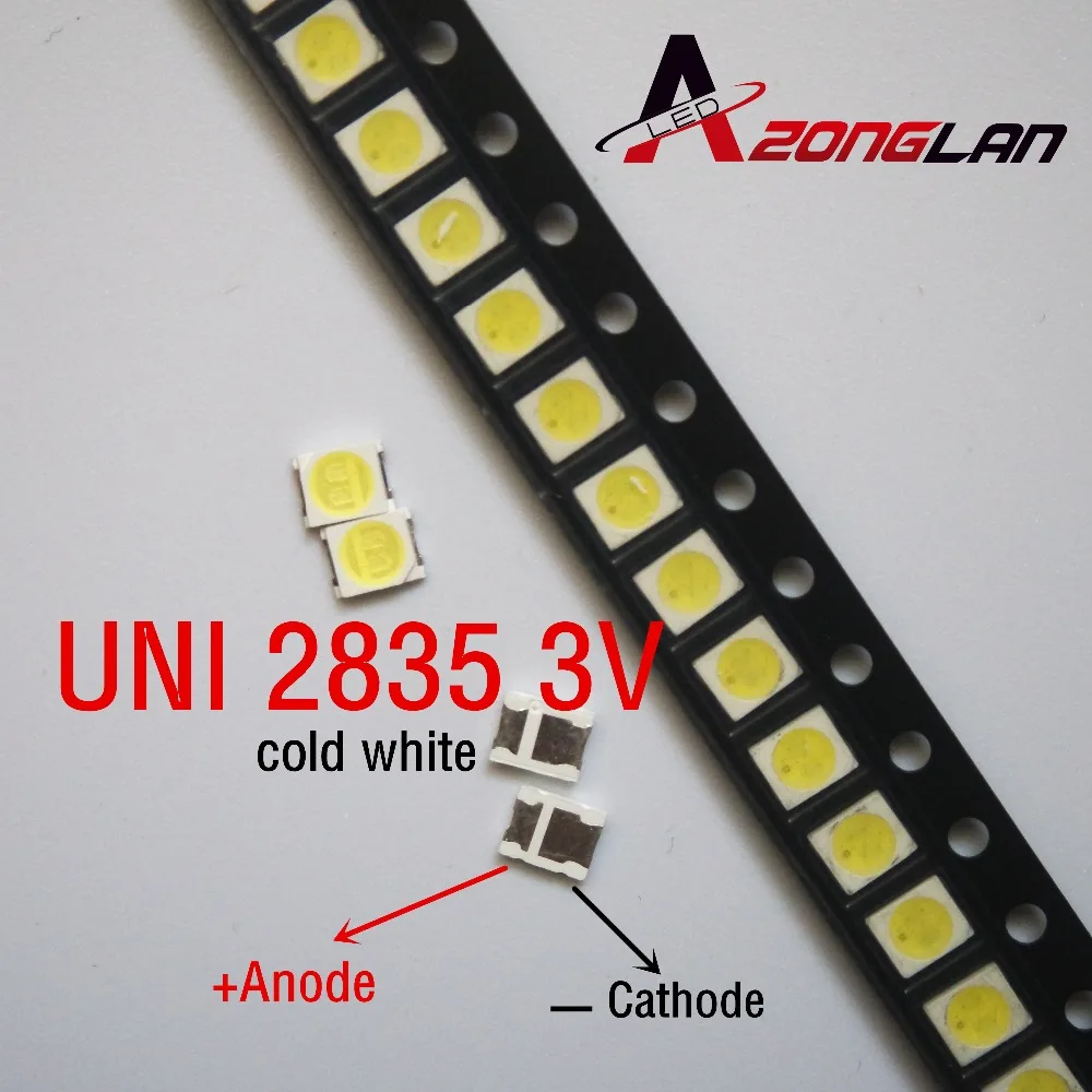 500 шт. оригинальный UNI LED 3528 2835 1210 световые бусины высокой мощности 1 Вт 3В 90лм