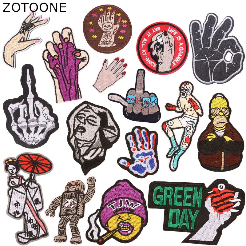 ZOTOONE палец робота железа на патчи для аппликация одежду войлочный вышитый