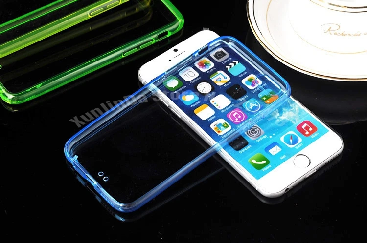 

100pcs/lot Thin 2 in 1 Colorful Transparent Clear TPU Case For iphone 6 4.7 inch Phone Back TPU+PC Hard Cover Via DHL