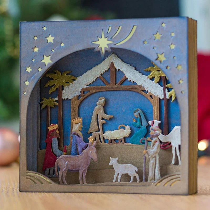 Рождественский Санта-Клаус Иисус металлические трафареты для DIY украшения