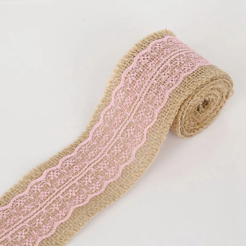 2 м/лот 6 см кружево льняной рулон натуральный джут кружевная лента DIY Рождество