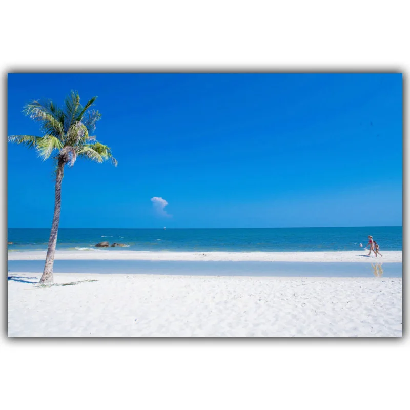 Летнее солнце и пляж морская пальма горы пейзаж настенная живопись украшение для