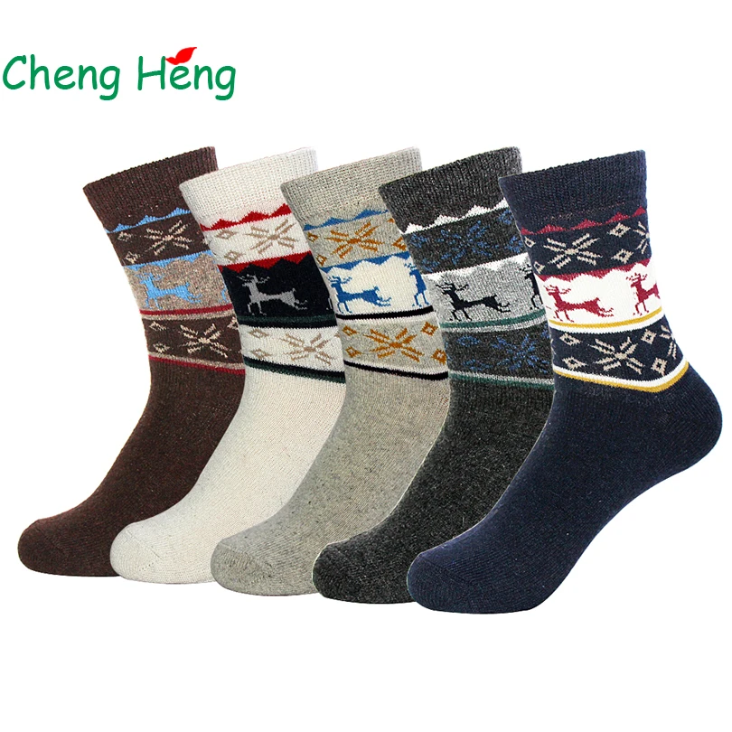 Мужские носки Cheng Heng новинка 5 цветов зимние толстые теплые из шерсти кролика