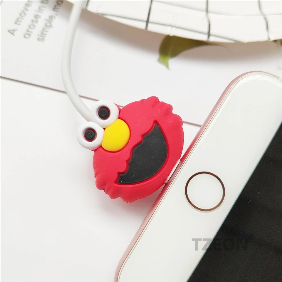 ELMO Животные кабель протектор милые аниме из мультфильмов для Iphone освещение Macbook samsung type C Micro USB кабель силиконовая линия протектор - Цвет: ELMO