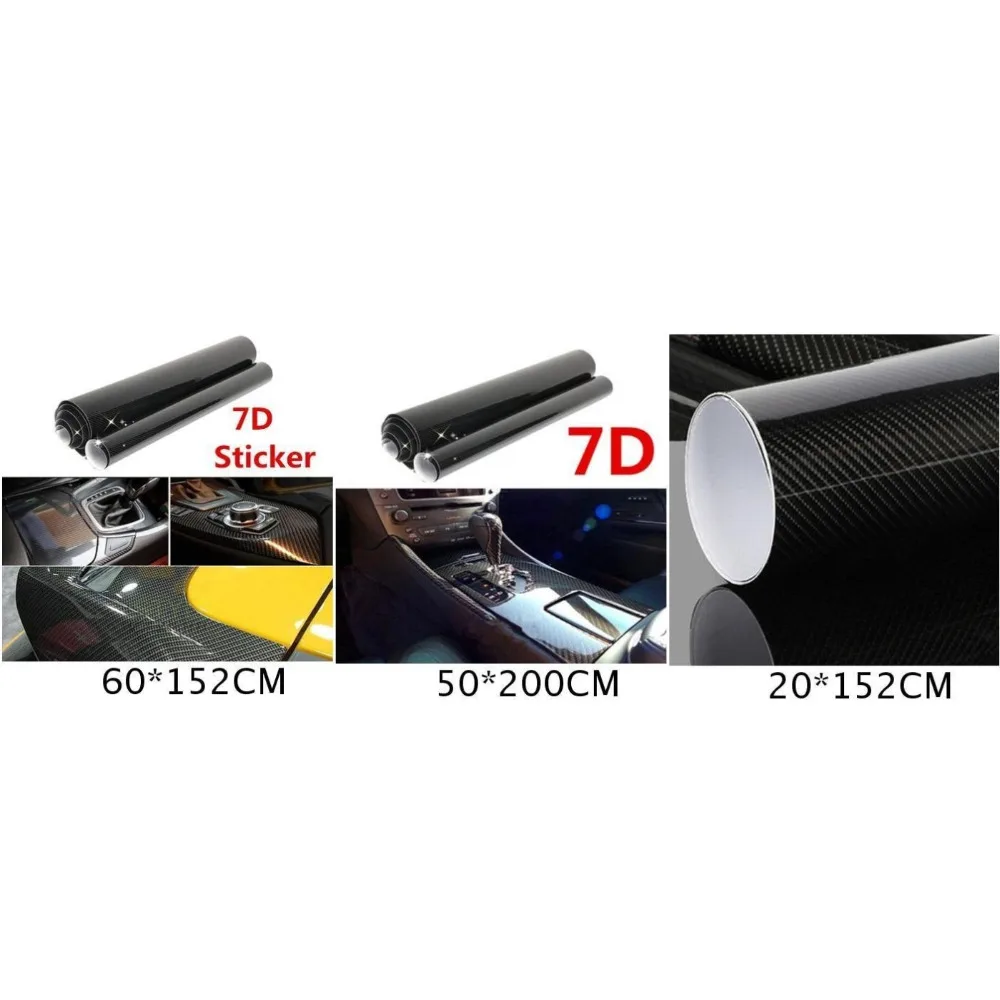 6D Ultra High Gloss черный винил из углеродного волокна Обёрточная бумага Стикеры наклейка выпуска воздуха
