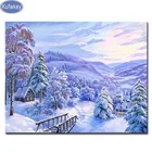 Алмазная живопись с пейзажем Kufwkey, круглые камни, вышивка, квадратная мозаика, вышивка крестиком, зимние иконы с изображением снежного дома