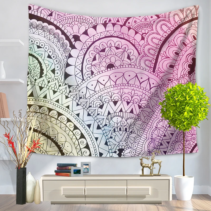 Новый Радужный богемный гобелен с принтом перьев мандалы индийские декоративные