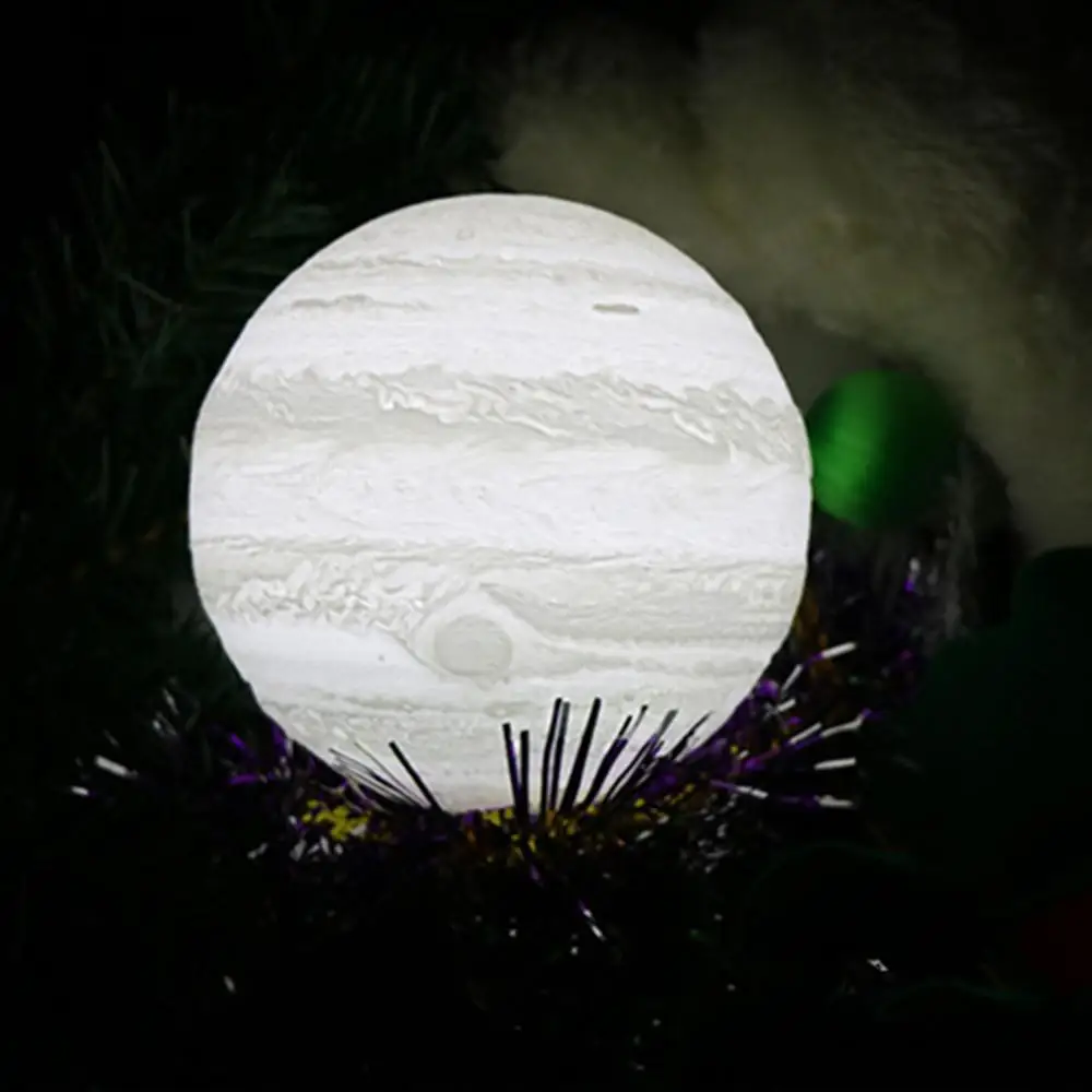 USB 3D печать Jupiter форма светодиодный ночник для детей спальня Луна Luminaria лампа с 2