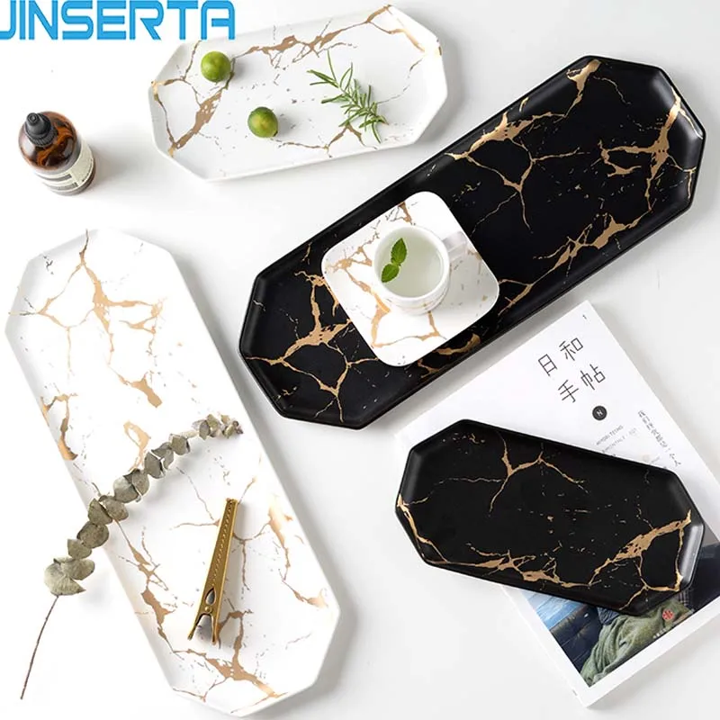 

Мраморная обеденная тарелка JINSERTA с золотой инкрустацией, набор посуды, керамический стейк, домашняя посуда, десерт, столовая посуда, кухонн...