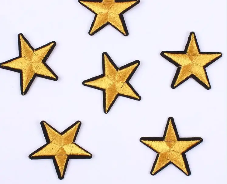 Gold 20 шт./лот DIY Одежда патч вышитая Золотая Звезда наклейка для сумки джинсы свитер украшения оптом эмблема на ткани аппликации - Цвет: Gold