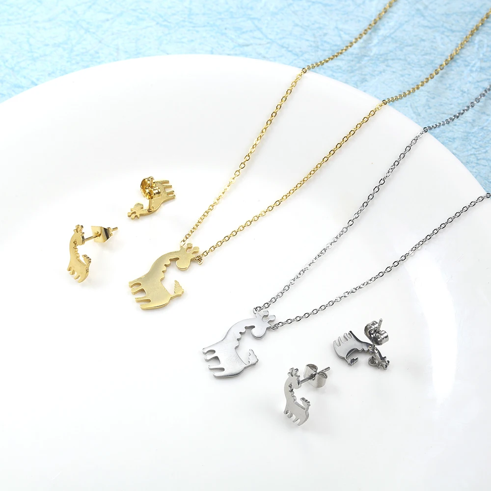 Сережки Гвоздики С жирафом и животными модные ювелирные изделия для женщин