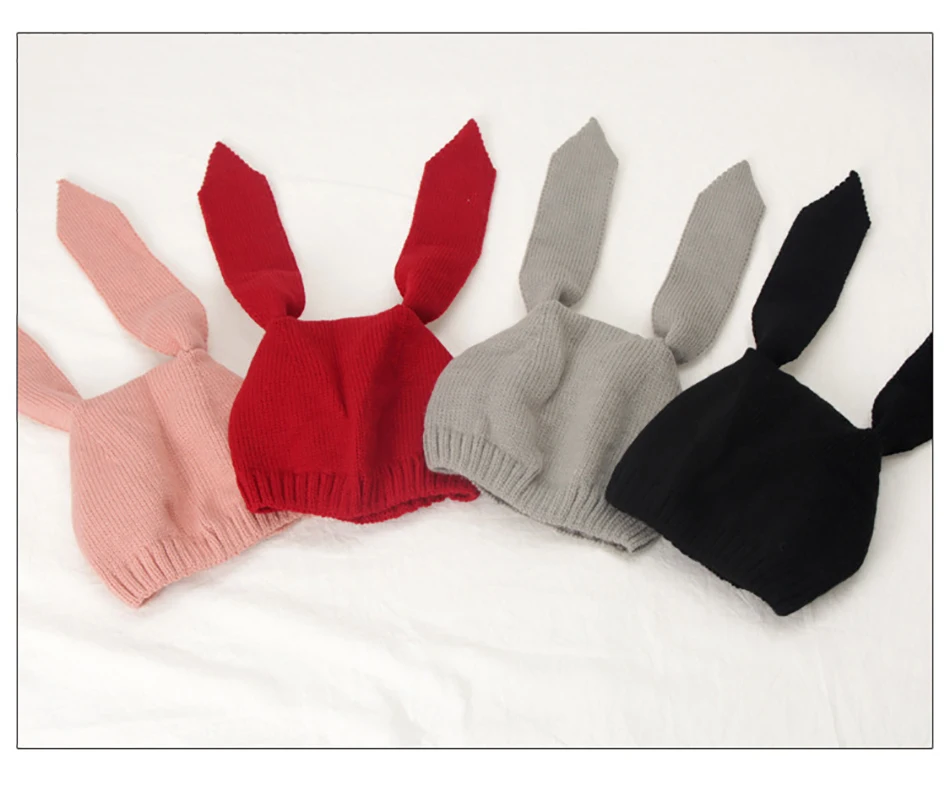 Rabbit Ear Baby Hats Baby Toddler Kids Boy Girl Knitted Crochet Beanie Lovely Winter Warm Hat Cap For Baby Photo Props