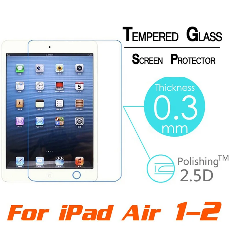 

9H 2.5D Premium Screen Protector For iPad Air 1 Air 2 Tempered Glass Clear Front Protective Film For iPad 5 6 9.7"Tempered Glass