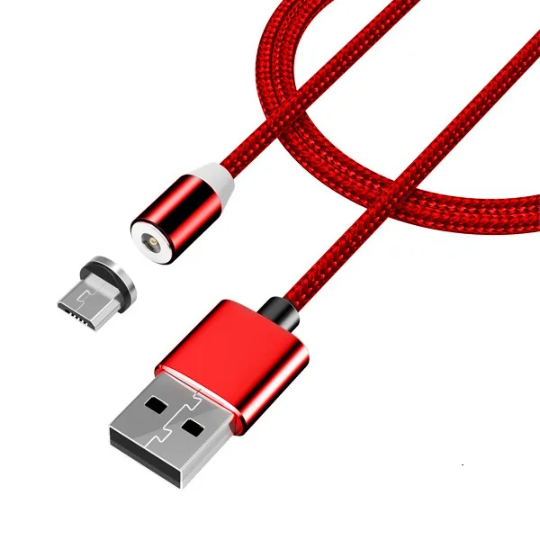 Red ACCEZZ светодиодный магнитный usb-кабель для освещения Micro USB type C для samsung S9 S8 S7 S6 Универсальный Магнитный зарядный кабель для мобильного телефона - Цвет: Red