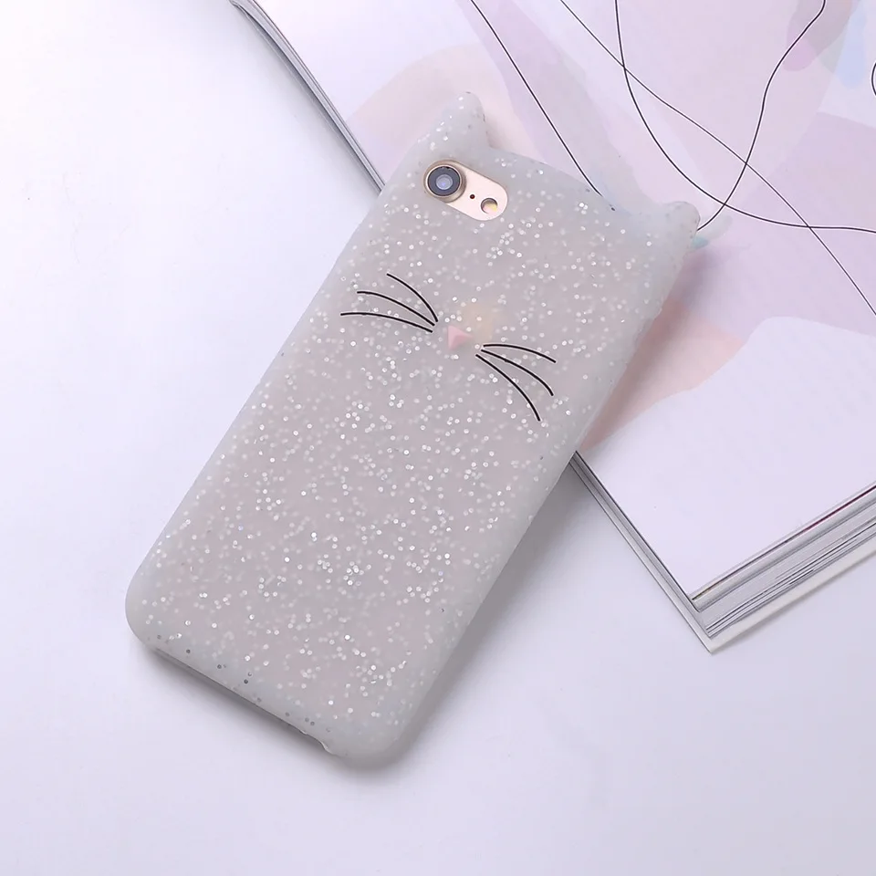 Clear Милый 3D Силиконовый мультяшный Кот розовый черный мягкий чехол для телефона чехол для iPhone 7 7Plus 6 6S 5S SE X XS Max - Цвет: Clear