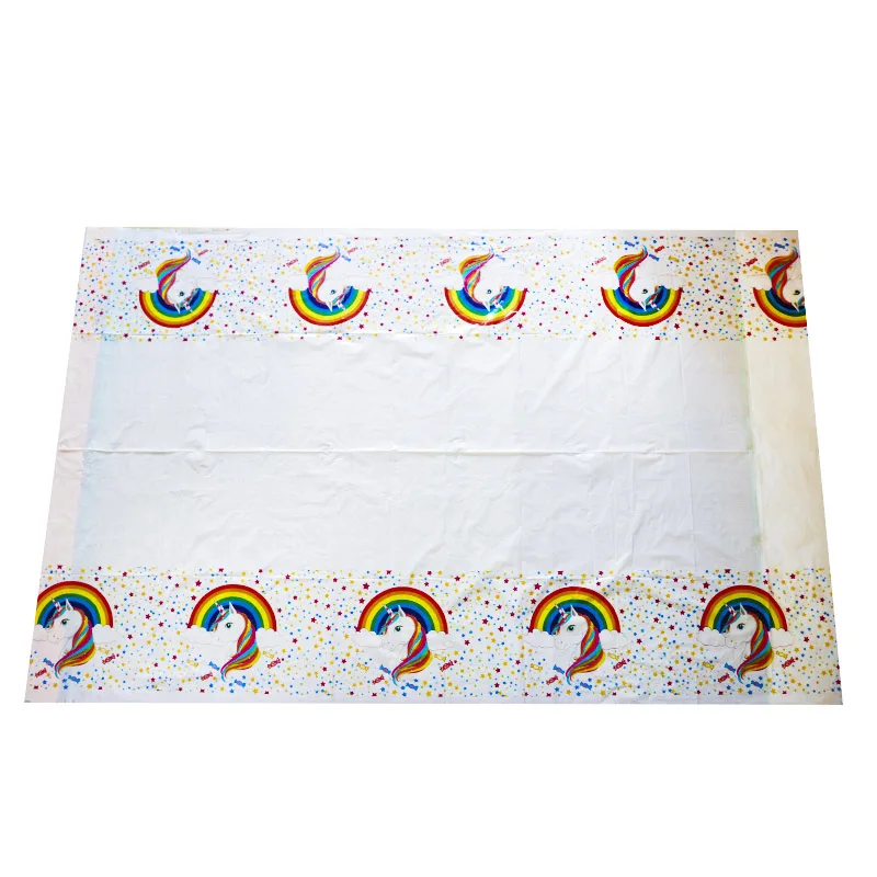 Пластиковые одноразовые скатерти с мультяшным единорогом 220*130 см|Одноразовая