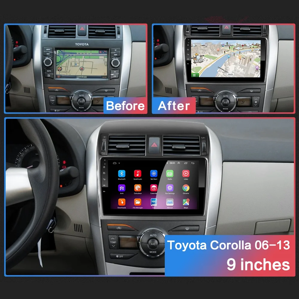2G+ 32G " 2din Android 8,1 GO автомобильный dvd-плеер для Toyota Corolla E140/150 2006-2013 автомобильный Радио gps навигация wifi плеер