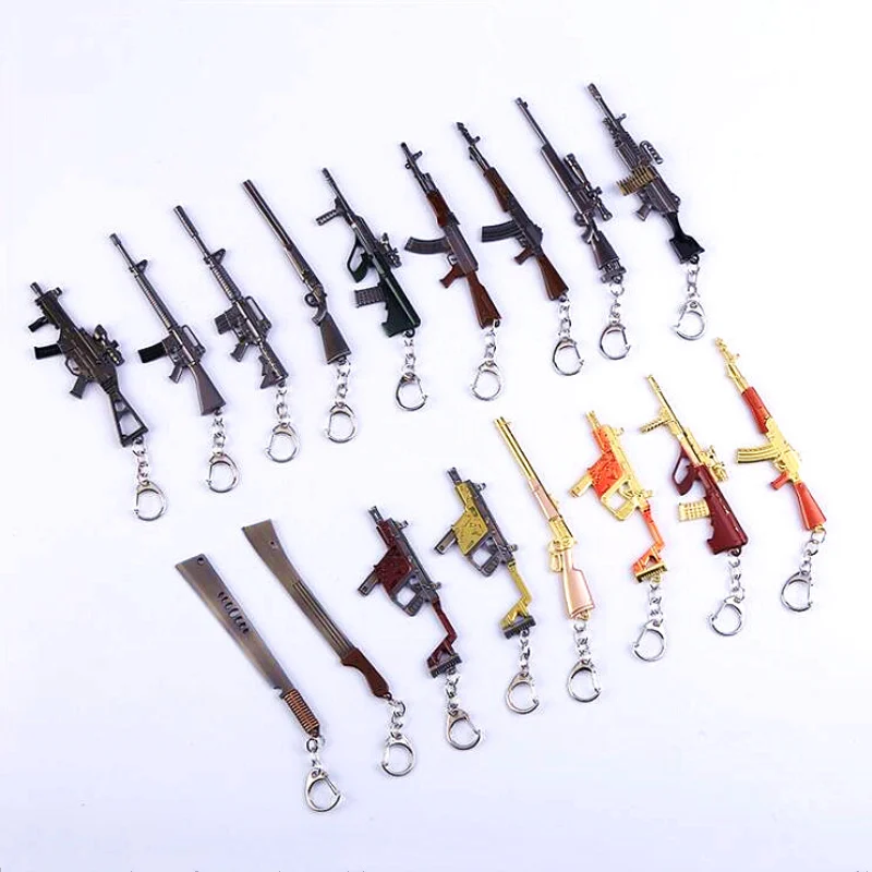 Hot Saling Diy 3D Gun Model Keyfob Weapon Keyring FPS PUBG Game Sniper Rifle Submachine Shot gun Keychain Souvenir Gift 12CM | Украшения и