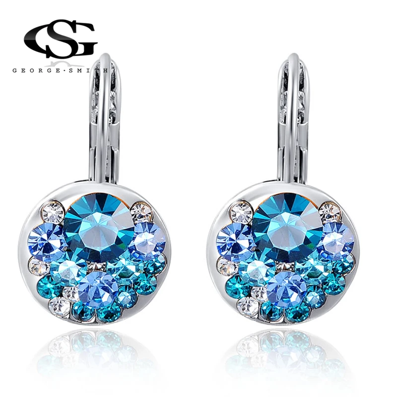 Женские серьги с кристаллами GS AAA модные из розового золота драгоценными камнями