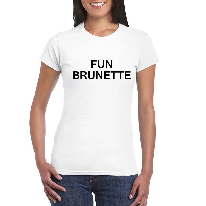 BLWHSA Fun Brunette Smart Blonde Printed Best Friend T Shirt Women Short Sleeve Funny T-shirt Designer Summer Tops Tees | Женская одежда