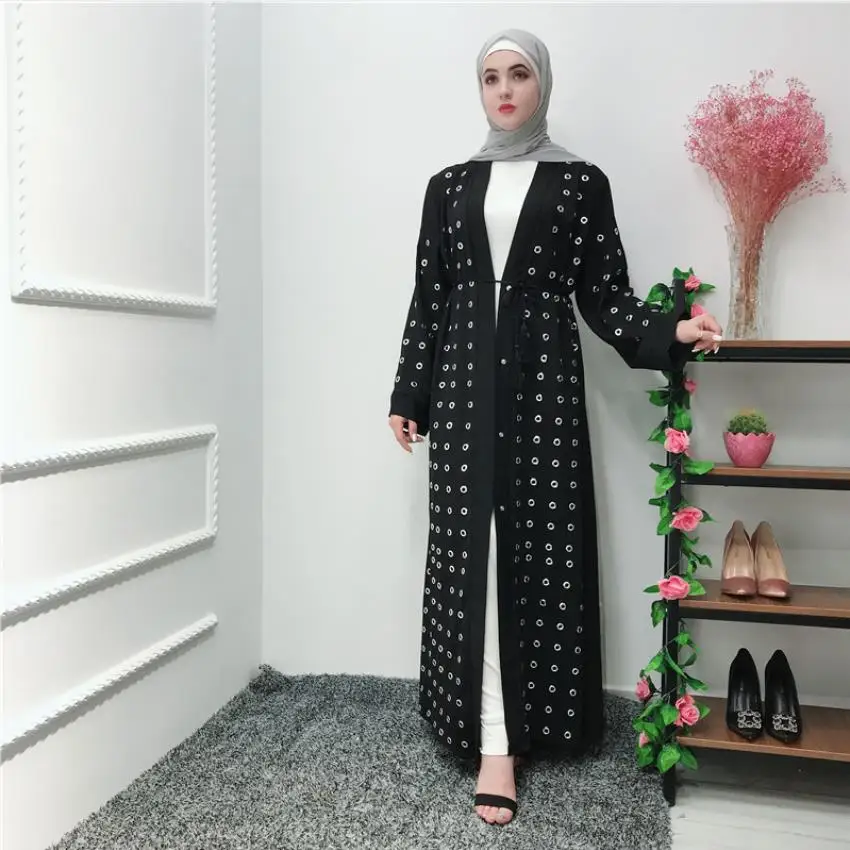 Модные металлические заклепки бисером мусульманские халаты syari abaya женский