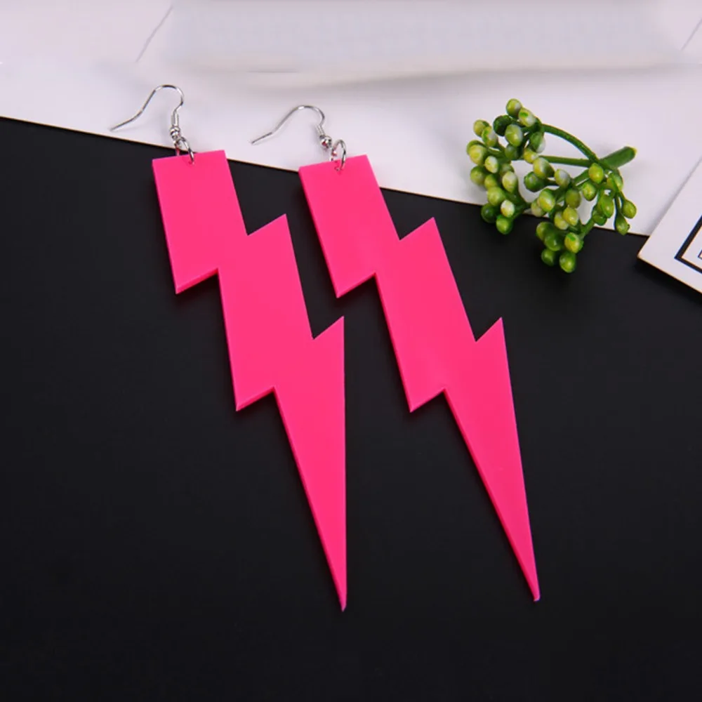 4 цвета Акриловые Неоновые Висячие серьги для женщин Brincos Hyperbole Lightning длинные