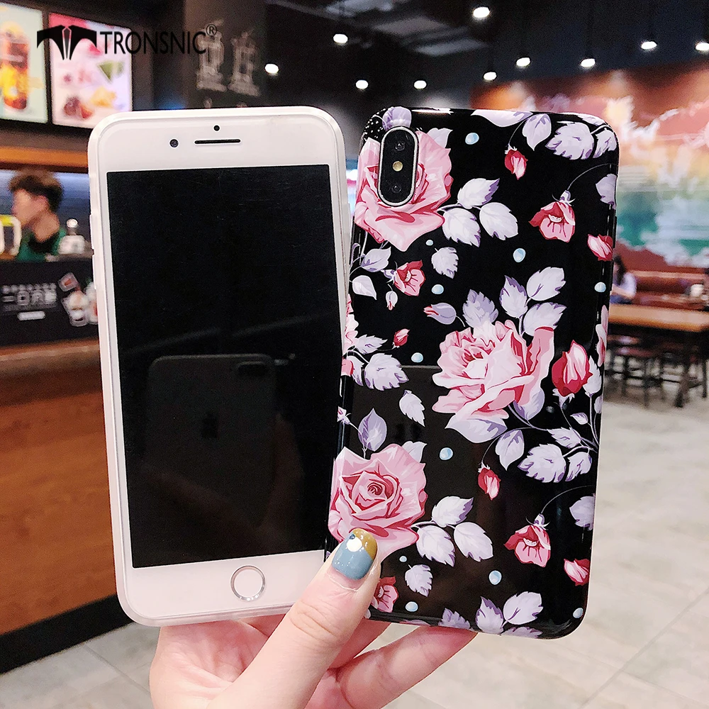 TRONSNIC чехол для iPhone X XS MAX XR черное Закаленное стекло Защитная пленка для iPhone 6s 7 8 Plus роскошное переднее стекло